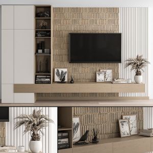 TV Wall White And Wood - Set 21