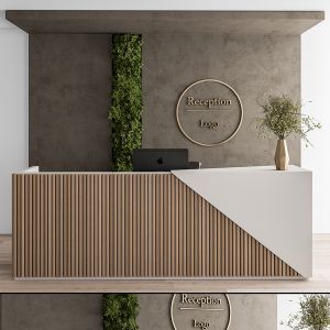 Reception Desk And Wall Decoration - Set 08