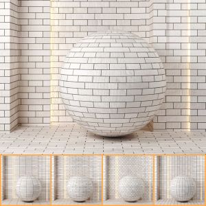 (4k)(5 Patterns) Brick Wall White Color Set 01