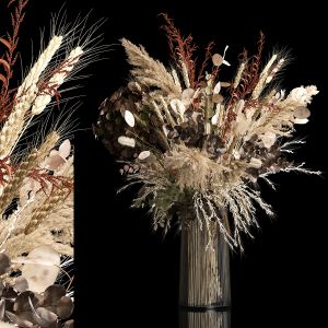 Decorative Bouquets Of Dried Flowers In A Vase