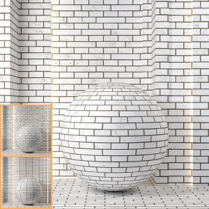 (4k)(5 Patterns) Brick Wall White Color Set 06-pbr