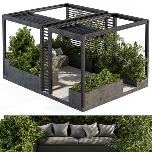 Landscape Furniture With Pergola - Set 38