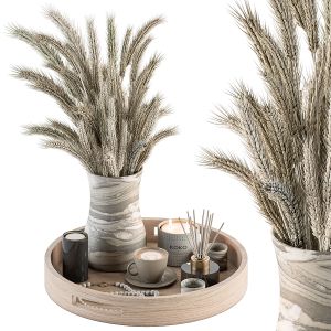 White Decorative Set With Wheat - Set 75