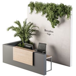 Reception Desk And Wall Decoration - Set 09