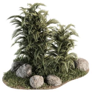 Garden Set Palm Tree And Bush - Garden Set 22