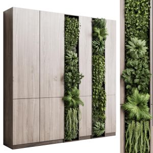 Vertical Wall Garden With Wooden Frame Cabinets