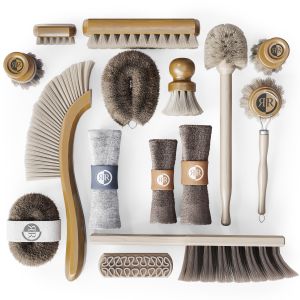 A Set Of Towels And Brushes For The Bathroom