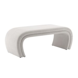 Tov Kenya Light Grey Velvet Bench