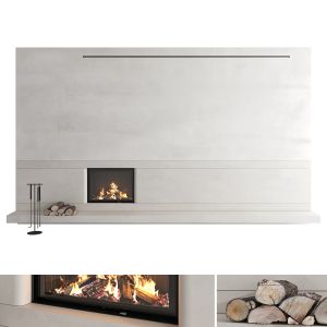 Decorative Wall With Fireplace Set 54