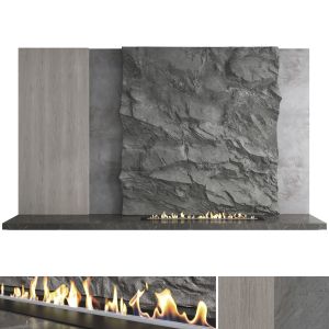 Decorative Wall With Fireplace Set 55