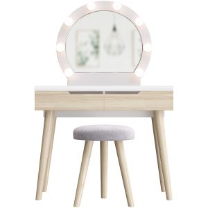 Tribesigns Vanity Set With Round Lighted Mirror