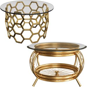 Janina & Mantis Gold Finish Coffee Tables Set