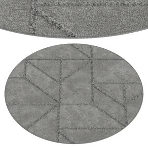 Soraya Gray Abstract Textured Round Rug Missamara