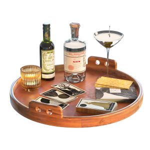 Cb2 Fallon Round Leather Tray Set