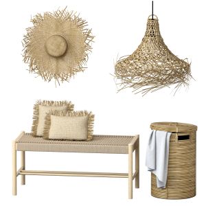 Wicker Bamboo Decor Bathroom Set 01