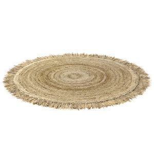 Hand Woven Rafia Jute Braided Rug Round Natural