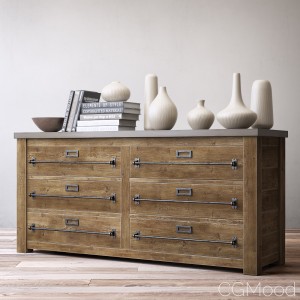 MERCANTILE 6-DRAWER LOW WIDE DRESSER