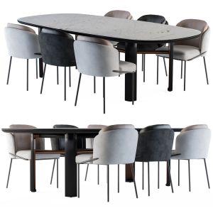 Minotti Dinning - Lou Table And Chair Black And Wh