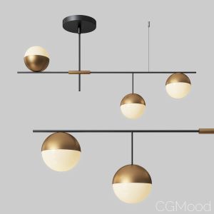 Mid-century Modern 3 Light Linear Ceiling Light In