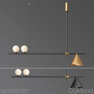 Mid Century Modern 3 Light Black