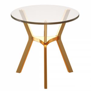 Elke Glass End Table With Brass Base