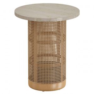 Vernet Travertine Cane End Table