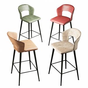 Set Of 2 Modern Velvet&leather 26'' Counter Stool