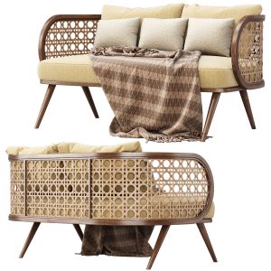 Victoria Wooden Rattan Loveseat Ps80