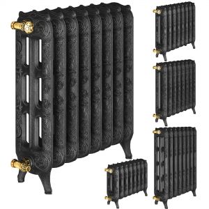 Classic Cast Iron Radiator Black Low-poly