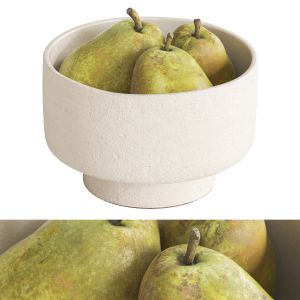 Kieffer Pears In Beige Ceramic Bowl