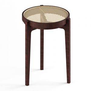 Stackable Oak And Rattan Stool (bar Stool)