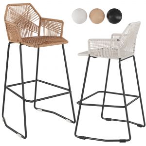 Rattan Geometric Natural Bar Stool