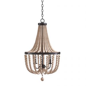 Kenroy Home 93131bs Dumas 3 Lt Wood Bead Chandelie