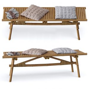 Bamboo Bench With Pillows