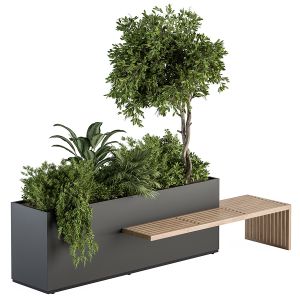 Urban Furniture / Plant Box With Bench - Set 28