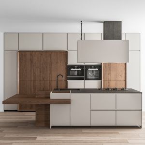 Kitchen Modern - Cream And Wood 60