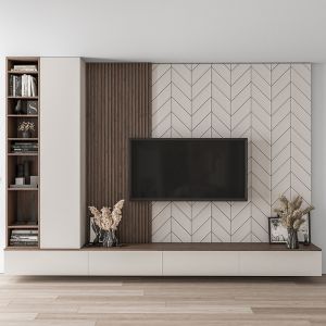 TV Wall White And Wood - Set 20