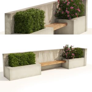 Bench Seat With Plant And Flowers Storage