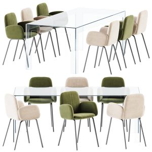 Atlantis Table By Glas Italia And Leda Chair With