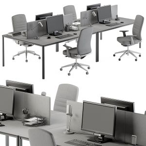 Employee Desk Gray Set - Office Furniture 237