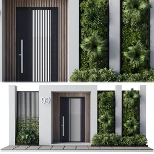 Door Outdoor Entrance And Fence And Graden 04