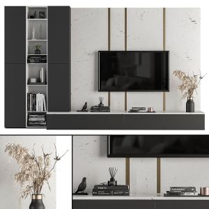 TV Wall White And Stone - Set 27