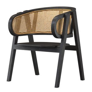 Black Modern Wooden Rattan Chair