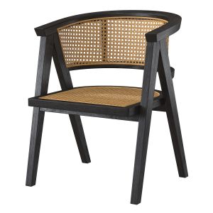 Black A-shaped Design Wooden Rattan Chair