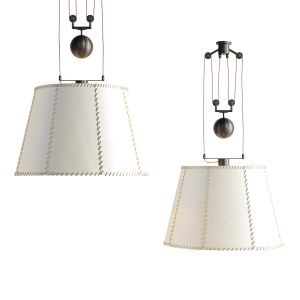 Double Rise & Fall Ceiling Light Vellum Drum Shade