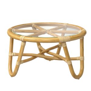 Round Rattan Table With Curved Legs