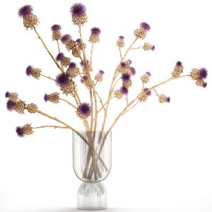 Beautiful Dried Flower Bouquet Thistle Thorn Vase