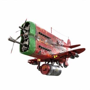 Stylized Realistic Red-green Airplane