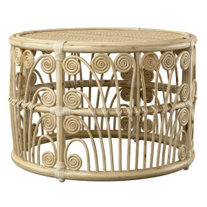 Bamboo Round Table With Rattan Tabletop