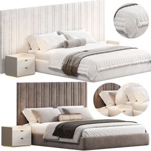 Isabella Wide Headboard Panel Stripe Bed